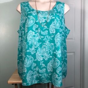 Faded Glory 4X Light Green, Swirl Pattern Tank Top